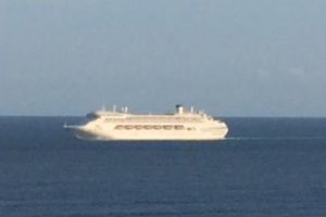 View the cruise ships from our balconies as they sale by